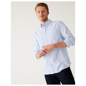 Světle modrá pánská pruhovaná košile Marks & Spencer Oxford obraz