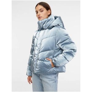 Světle modrý dámský zimní prošívaný kabát obraz