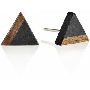 Gravelli Peckové náušnice z betonu a dřeva Triangle Wood GJEWWOA003UN obraz