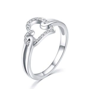 MOISS Romantický stříbrný prsten se zirkony Srdce R000210 52 mm obraz