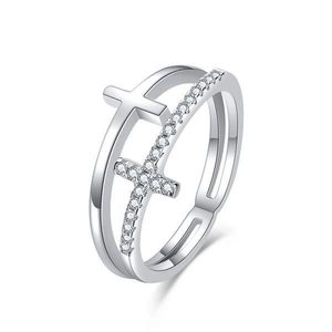 MOISS Luxusní dvojitý stříbrný prsten s křížky R00020 57 mm obraz