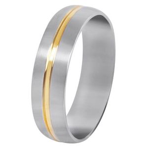 Troli Ocelový prsten se zlatým proužkem 49 mm obraz
