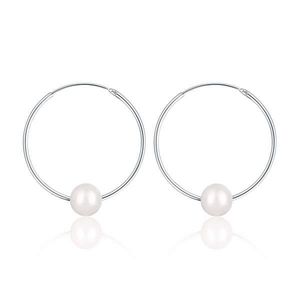JwL Luxury Pearls Stříbrné náušnice kruhy s pravými bílými perlami JL0633 obraz