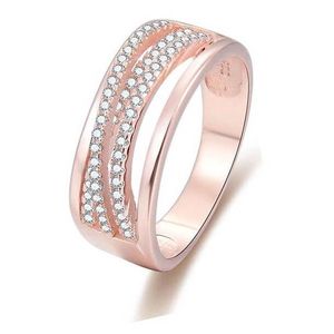 Beneto Růžově pozlacený stříbrný prsten se zirkony AGG340 50 mm obraz