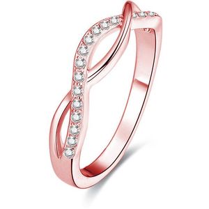Beneto Růžově pozlacený stříbrný prsten s krystaly AGG191 56 mm obraz
