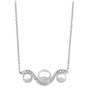 Silver Cat Elegantní stříbrný náhrdelník se zirkony a perlou SC340 obraz