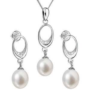 Evolution Group Souprava stříbrných šperků s pravými perlami Pavona 29040.1 (náušnice, řetízek, přívěsek) obraz