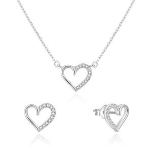 Beneto Romantická stříbrná souprava šperků srdíčka AGSET242L (náhrdelník, náušnice) obraz