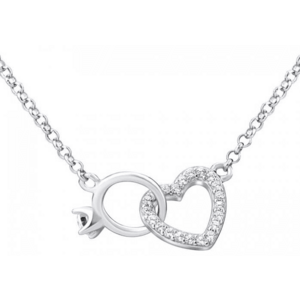 Silvego Stříbrný náhrdelník srdce propojené s prstýnkem MWN01149 obraz