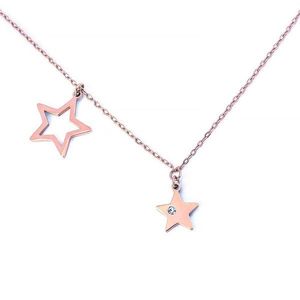 Vuch Stylový bronzový náhrdelník s hvězdičkami Rose Gold Big Star obraz