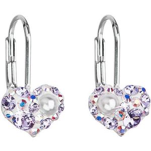 Evolution Group Srdíčkové náušnice s krystaly Swarovski 31125.9 violet obraz