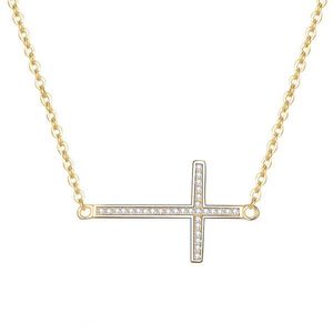 Beneto Pozlacený stříbrný náhrdelník s křížkem AGS196/47-GOLD obraz