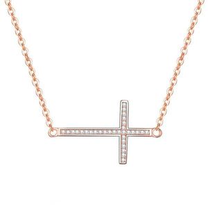 Beneto Růžově pozlacený stříbrný náhrdelník s křížkem AGS196/47-ROSE obraz