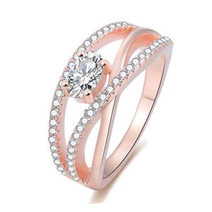 Beneto Růžově pozlacený stříbrný prsten se zirkony AGG331 50 mm obraz