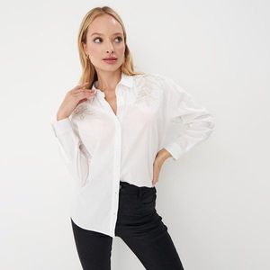 Mohito - Košile s vysokým podílem bavlny a aplikací - Bílá obraz