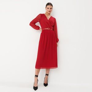 Mohito - Midi šaty s obálkovým výstřihem - Červená obraz