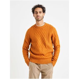 Oranžový pánský pletený svetr Celio Veceltic obraz