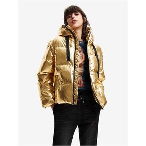 Dámská prošívaná zimní bunda s kapucí ve zlaté barvě Desigual Jiman obraz
