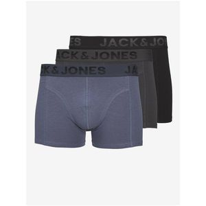 Sada tří pánských boxerek v černé, šedé a modré barvě Jack & Jones obraz