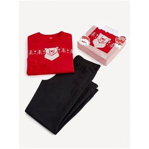 Černo-červené pánské vzorované pyžamo v dárkovém balení Celio obraz