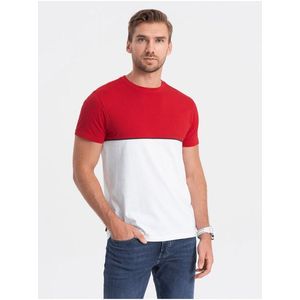 Bílo-červené pánské tričko Ombre Clothing obraz