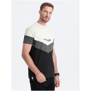 Krémovo-černé pánské tričko s nápisem Ombre Clothing obraz