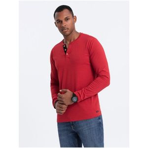 Červené pánské tričko s knoflíky Ombre Clothing HENLEY obraz