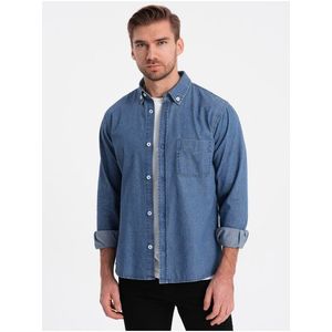Modrá pánská džínová košile Ombre Clothing obraz