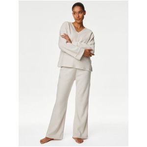 Krémové dámské flísové pyžamové kalhoty Marks & Spencer obraz