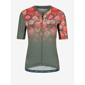 Khaki dámský květovaný cyklistický dres Kilpi ORETI obraz