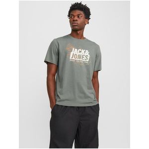 Khaki pánské tričko Jack & Jones Map obraz