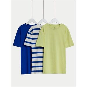 Sada tří klučičích triček v žluté, bílé a modré barvě Marks & Spencer ž obraz
