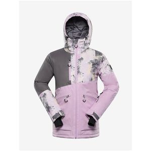 Šedo-fialová dámská lyžařská bunda s membránou PTX ALPINE PRO Uzera obraz