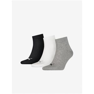 Sada tří párů ponožek v šedé, bílé a černé barvě Puma obraz