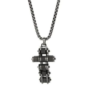 IZMAEL Náhrdelník Chain Cross Černá/Stříbrná KP29313 obraz