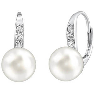 Silvego Stříbrné náušnice s bílou perlou Swarovski® Crystals LPSER0639 obraz