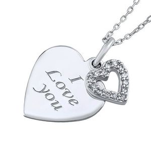 Silvego Stříbrný náhrdelník s přívěskem srdíčka "I love you" ZT131008NW obraz