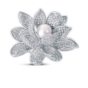 JwL Luxury Pearls Překrásná brož s perlou 2v1 Lotosový květ JL0697 obraz