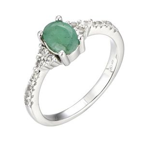 Brilio Silver Nádherný stříbrný prsten se smaragdem Precious Stone SRC0203U 50 mm obraz