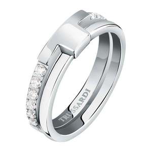 Trussardi Půvabný ocelový prsten se zirkony T-Logo TJAXC42 56 mm obraz