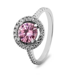 Brilio Silver Luxusní stříbrný prsten s růžovým zirkonem RI033W 54 mm obraz