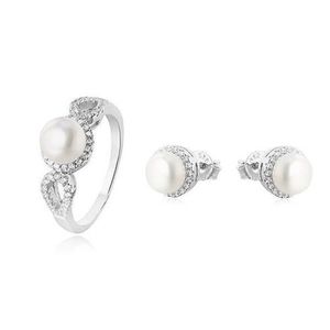 Beneto Zvýhodněná sada šperků s perlami a zirkony (náušnice, prsten obvod 50 mm) obraz