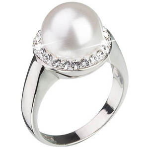 Evolution Group Stříbrný perlový prsten s krystaly Swarovski London Style 35021.1 52 mm obraz
