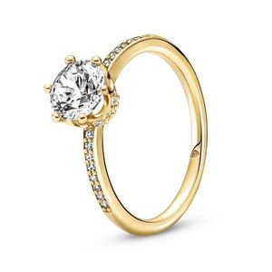 Pandora Blyštivý pozlacený prsten Třpytivá korunka Shine 168289C01 60 mm obraz