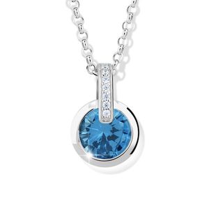 Modesi Okouzlující stříbrný náhrdelník se zirkony a akvamarínem M41069 (řetízek, přívěsek) obraz