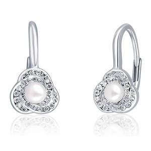 JwL Luxury Pearls Úchvatné stříbrné náušnice s perlou a zirkony JL0642 obraz