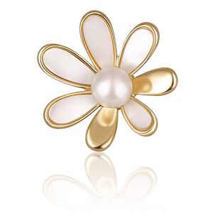 JwL Luxury Pearls Pozlacená brož 2v1 s pravou bílou perlou a perletí JL0661 obraz