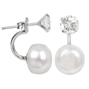 JwL Luxury Pearls Originální náušnice s pravou perlou a krystalem 2v1 JL0059 obraz