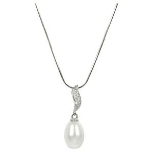 JwL Luxury Pearls Stříbrný náhrdelník s perlou a zirkony JL0200 (řetízek, přívěsek) obraz