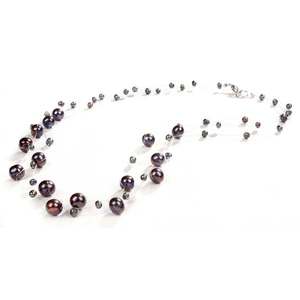 JwL Luxury Pearls Náhrdelník z levitujících tmavých pravých perel JL0325 obraz